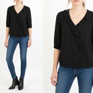 *Badgley Mischka Black Ruffle Blouse